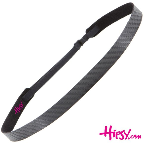Hipsy Adjustable & No Slip Black Skinny Tech Sports Headband - Picture 1 of 5